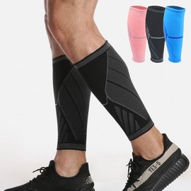 Calf Compression Sleeve Protector for Cramp Relief & Running Fitness Blue/L 2ea