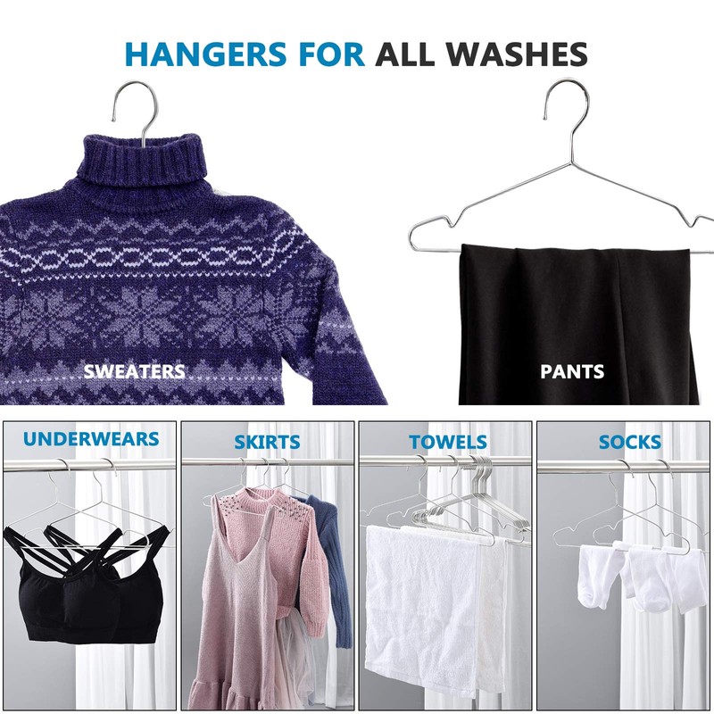 Fayleeko Wire Coat Hangers - 17.7 Inch Heavy Duty Stainless