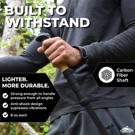 Cascade Mountain Tech Trekking Poles - Ultralight 2 Piece Carbon Fiber Walking or Hiking Sticks with Quick Adjustable Locks (Set of 2) , Black