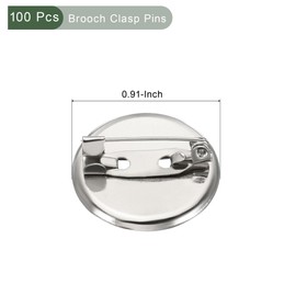 YOKIVE 100 Pcs Brooch Clasp Pins, Disc Base Blank Trays Clips, Sewing Badges Craft, Great for Art, Home, Shop, Daily Use (Silver, 0.91-Inch)