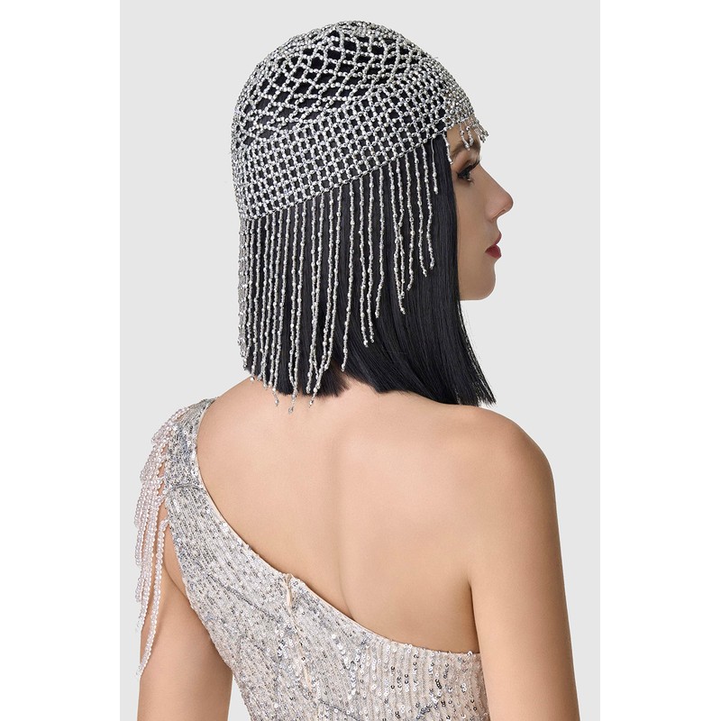 BABEYOND 1920s Flapper Cap Vintage Style Roaring 20s Beaded Flapper