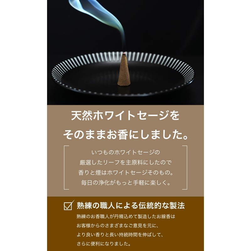 White Sage Purifying Cone Incense, 10 Pack Herb Kobo HCC