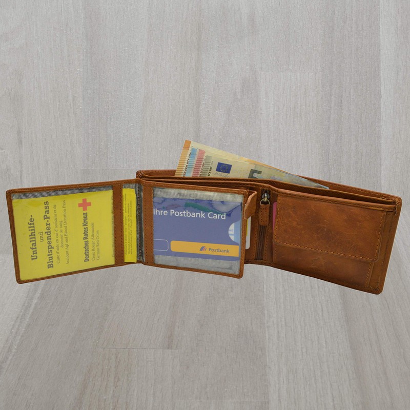 flevado Full Leather Wallet with RFID Protection Film Motorcycle Biker