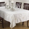 Saro Lifestyle Embroidered Snowflake Design Tablecloth, Ivory, 70"x104"