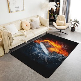 Ice Hockey Area Rug 5'x7' Rugs for Living Room Bedroom Rug 3D Hockey Winter Sports Carpet Fleece Indoor Floor Mat Carpet Hockey Player Decor Rug