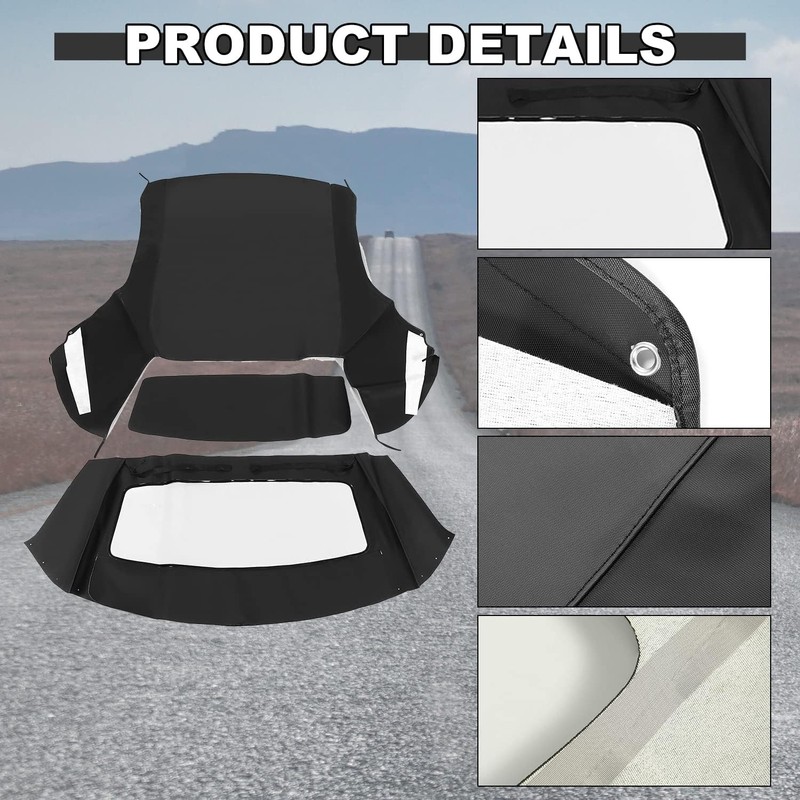 KUAFU Convertible Soft Top Compatible with 1994-2004 Ford Mustang Black