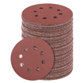 Sanding Discs Set, SIJDIEE 100Pcs 5 Inch 8 Holes 120 Grit Hook and Loop Sandpaper Round Sanding Sheet for Random Orbital Sander and Wood Furniture Finishing, Metal Grinding