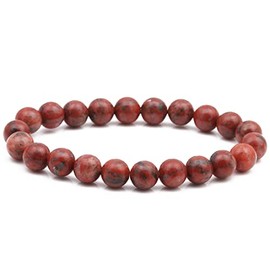 Handgefertigtes 8-mm-Edelstein-Perlenarmband für Männer und Frauen, elastisch | Kristallheilstein Blauer Türkis, Lapislazuli, Rosa, Schwarz, Rot, Grau, Grüner Achat (Jasper Sesam)