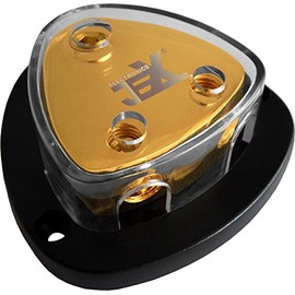 Jex Electronics 2-Way Car Audio Stereo Amp Power/Ground Cable Splitter Distribution Block 2ga