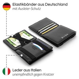 Jaimie Jacobs Flap Boy AirTag Edition Magic Wallet with Coin Compartment Genuine Leather, carbon, Modern