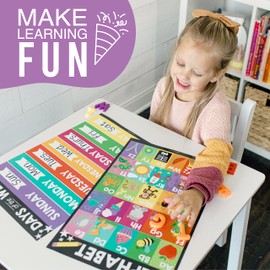 Hadley Designs 4 Alphabet, Months of the Year, Weather, Days of The Week Calendar For Kids, ABC Chart for Wall for Toddlers, Laminated Charts for PreK Classroom or Homeschool, Cactus Posters 11x17