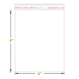 200 Pack 4" x 6" Thick Clear Resealable Self Seal Cellophane Plastic Bags Adhesive Cello Poly Bag For Packaging Bakery Cookie Candy Photos Cards Gift
