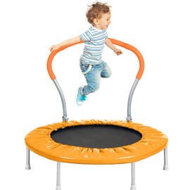 Roinoim Kids Trampoline with Handle - 36" Mini Toddler Rebounder for Indoor & Outdoor Play, Safe & Sturdy Jumping Exercise Trampoline for Boys & Girls (Orange)