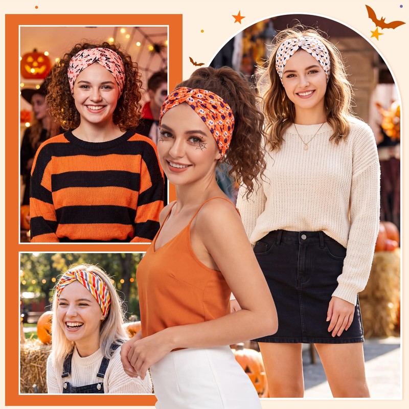 6 Pack Halloween Headbands for Celebration Party, Wide Holiday Hair