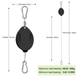 ZUZUAN 2Pcs Upgraded Heavy Duty Retractable Plant Hanger,Plant Pulleys for Hanging Plants,Easy to Raise and Lower,Auto Lock,Adjustable Hook for Garden Baskets Pots,Birds Feeder and Wind Chime,Black