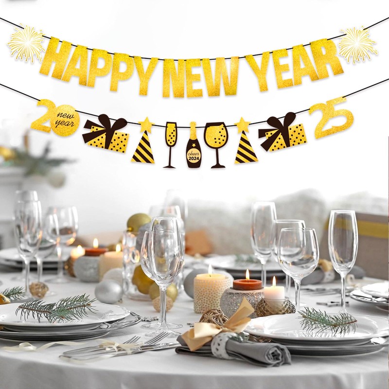 Happy New Year Banner, Happy New Year Decorations 2025, 2025