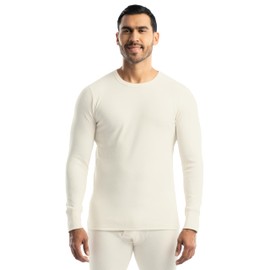 Realtree Men's Heavyweight Cotton Polyester Long Sleeve Thermal Underwear Top, Ivory, Medium
