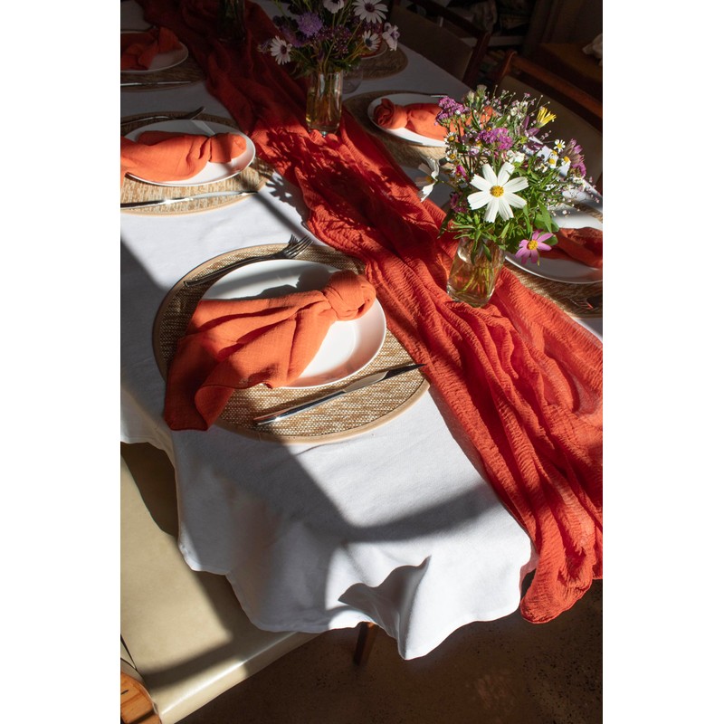 Generic Burnt Sienna Orange 100% Linen Cloth Cotton Square Napkins,