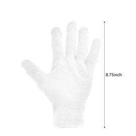 3 Pairs(6Pcs) Cotton Gloves for Eczema and Dry Hands, Moisturizing Gloves, Work Gloves for Men, Women, SPA, Jewelry Inspection (White, 3 Pairs)