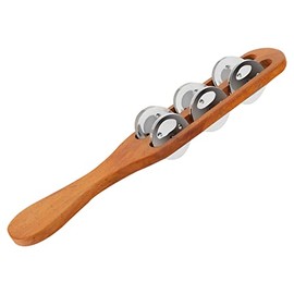 XDrum TS-1 Tambourine Stick - Wooden Jingles - 6 Pairs of Steel Jingles - Bell Rod with Ergonomic Handle, Ideal for Children - Length: 29.5 cm - Natural