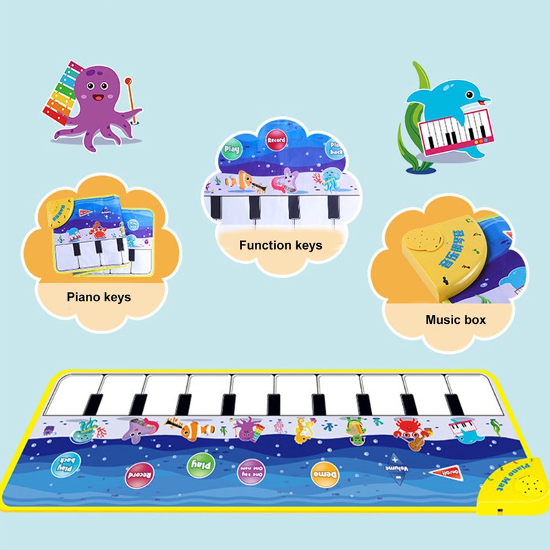 Kids Piano Mat Collapsible Soft Cloth Lighting Musical Dance Floor