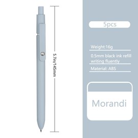 chongning Gel Pens, 0.5mm Black ink Pens, Ballpoint Pens, Retractable Pens for Writing, Office School Supplies Gifts for Women (5 Pcs Morandi)