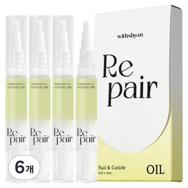 With Shan Repair Damage Care Cuticle Nail Oil Pen 4p, 4 ml, 6 pcs / 위드샨 리페어 데미지 케어 큐티클 네일 오일펜 4p, 4ml, 6개