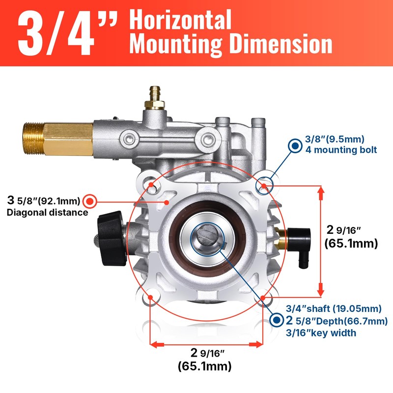 YAMATIC 3/4" Shaft Horizontal Pressure Washer Pump 3400 PSI @