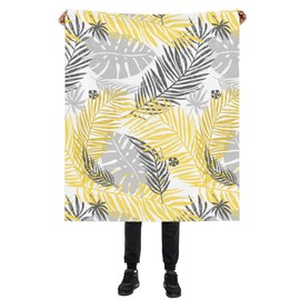 Yellow Gray Leaves Blanket, Summer Plants Soft Lightweight Throw Blanket for Sofa Couch Bed Room 50x60 inch