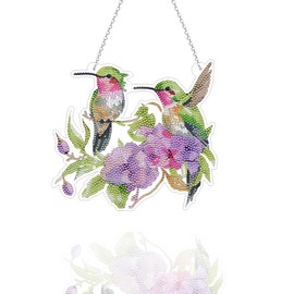 Diamond Painting Kit for Adults - Hummingbird Diamond Art Kits for Adults Clearance, Double-Sided Diamond Art Sun Catchers, Bird Window Hanging Arts, Pendant Ornament for Home Garden (Hummingbird)