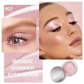 KXmzeG Rose Pink Mousse Shimmer Monochrome Eyeshadow, Neutral Matte Cream Monochrome Eye Shadow Pallette, Long-Lasting Waterproof Blendable sombras para ojos, Mini Eyeshadow(02#, Pack of 1)