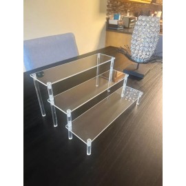 Aredpoook Acrylic Display Risers, 3 Tier Perfume Organizer Stand, Clear 12" x 9" x 6"
