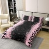 Pink Black Leopard Glitter Bedding Set Queen Size, Ombre Pink