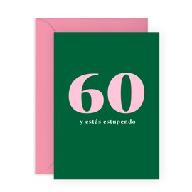 Central 23 de 60 cumpleaños para papá, tío o abuelo. ¡Sesenta y fabuloso! Regalos para hombres. Diseño minimalista y moderno en verde. Incluye pegatinas divertidas.