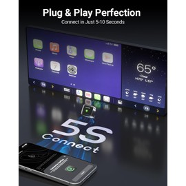 ZUCWO Mini Wireless CarPlay Adapter for Carplay and Android Auto 2-in-1 Mini USB Design for Cars, Plug and Play Converts Wired to Wireless CarPlay for iOS10+/Android 11+, Black