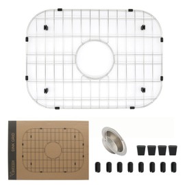 YORZSDI Kitchen Sink Grid 18-7/8" x 13-3/4"- Heavy Duty Kitchen Sink Protector with Built-in Strainer & Center Drain, Non-Slip Rubber Feet & Scratch Resistant Bottom Guard