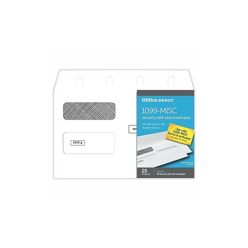 Office Depot® Brand Double-Window Self-Seal Envelopes For Form 1099, 5
