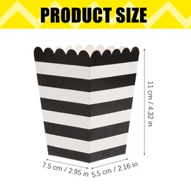 iplusmile Popcorn Boxes, 24 Movie Night Popcorn Bags Black and White Striped, Mini Pop Corn Buckets French Fries Container for Home,Carnival Party, Decorations