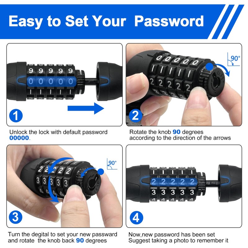 Bike Lock, 5 Digit Combination Heavy Duty Anti Theft Bicycle