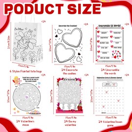 24 Set Valentine's Day Games Cards Valentine's Day Coloring Bags for Boys Girls Valentine's Day Party Game Activities Valentine Gifts Rewards Party Supplies