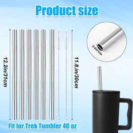 BOXOB Reusable Replacement Stainless Straws Compatible with Simple Modern Trek Tumblers-40 Oz Tumbler Straw Replacement-Classic Collection BPA-Free, 2 Cleaning Brush