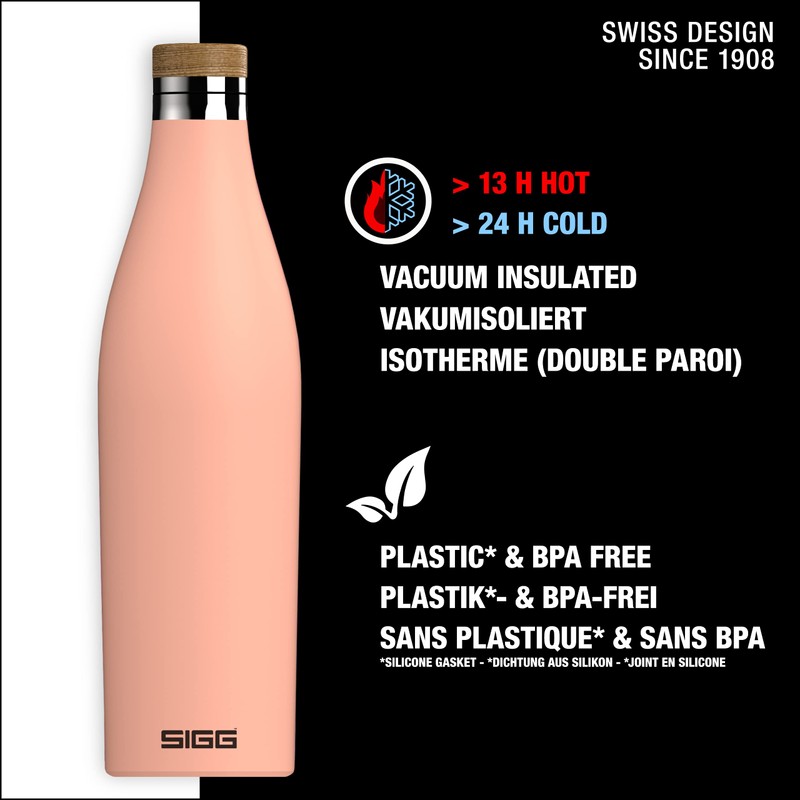SIGG Meridian Water Bottle (0.5 L/0.7 L), Leak-Proof Stainless Steel