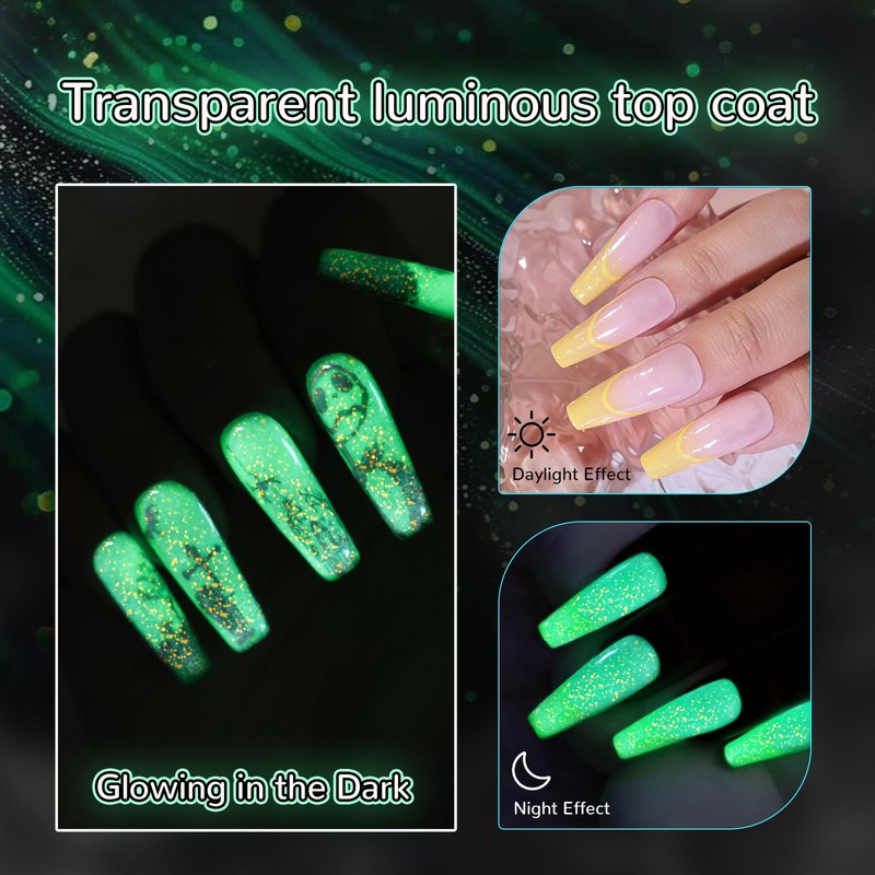 Glow In The Dark Gel Polish,Glitter Luminous Green Nail Gel