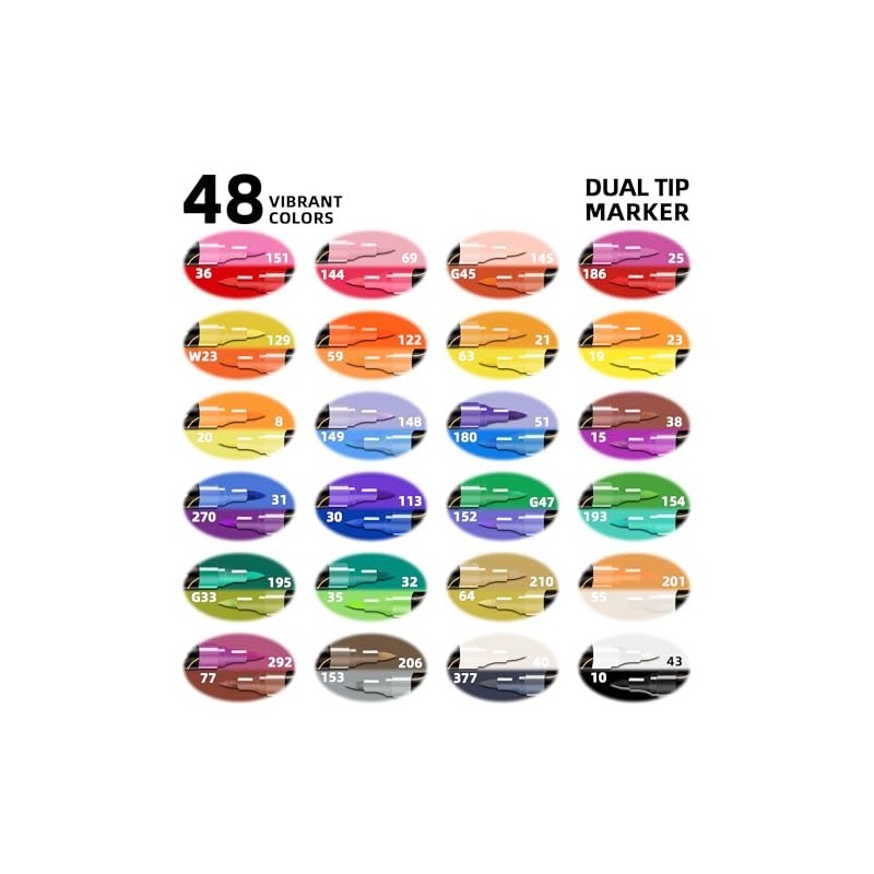 Art+soul Acrylic Pens 48/72 Colors, Pack of 24/36 Dual-Tip Acrylic
