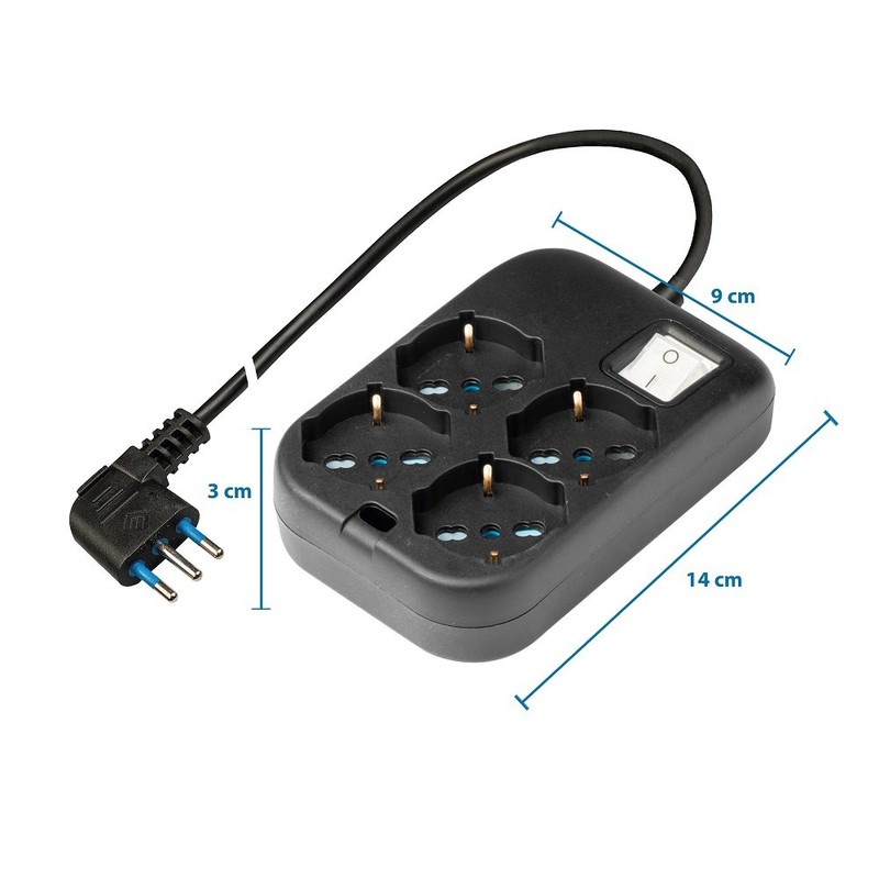 POLY POOL - PP2504;2XL Square Power Strip with 4 Multistandard