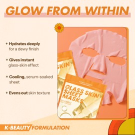 Sunday Essence Vitamin C Face Mask – Dermatologist Tested, Anti-Aging, Korean Skin Care, Evens Tone Hydrates Revitalizes – Clean Beauty Vegan Sheet Mask for Dull Sensitive Skin – 5 Sheets