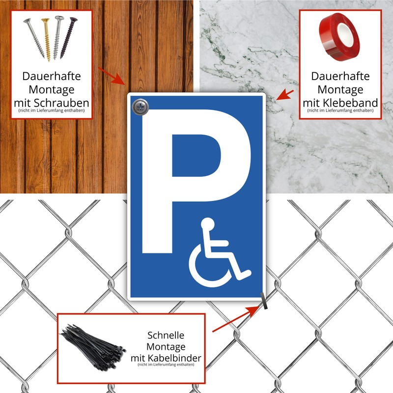 Behinderten Parkplatz Sign, 20 x 30 cm, Made of Sturdy