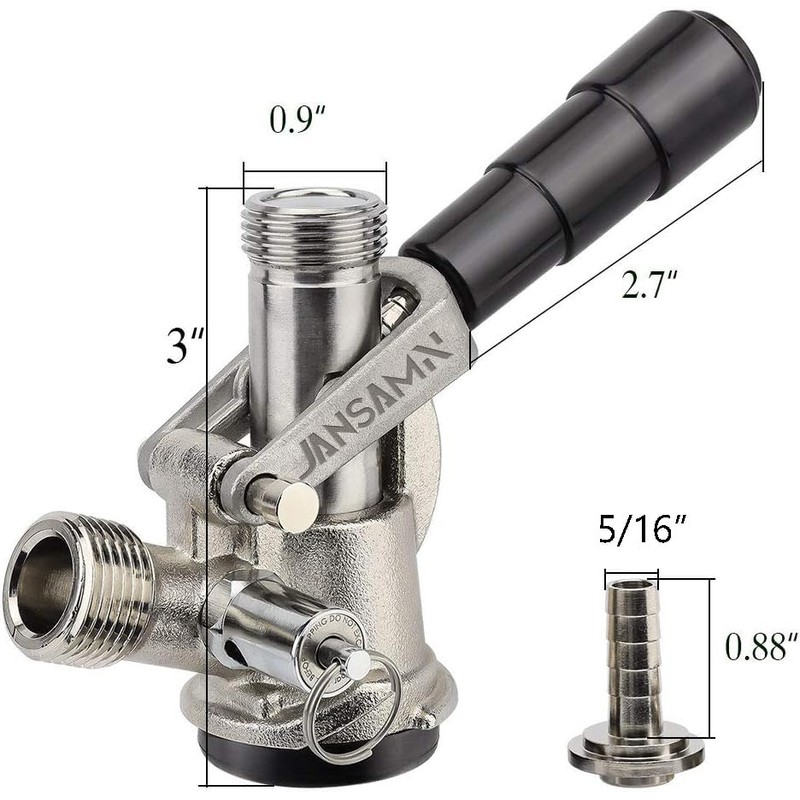 Keg Coupler, Sankey D Tap with 304 Stainless Steel Probe,