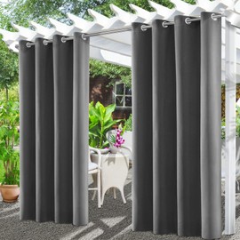 Tgkoddo Curtains Pergola Curtain Waterproof Outdoor Curtain for Patio Balcony Patio Porch Pergola Gazebo (132 x 215 cm, Grey)