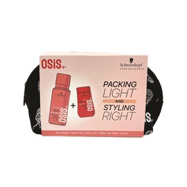 OSiS+ Packing Light and Styling Right Travel Hair Styling Kit - Includes Dust It Mattifying Volume Hair Powder, Travel Size Grip Extreme Hold Mousse, Limited-Edition Travel-Size Makeup Bag Gift Set